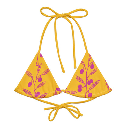 Wattle Tree Flower in Yellow Triangle Bikini Top-Barbara Bear-PaletTheory