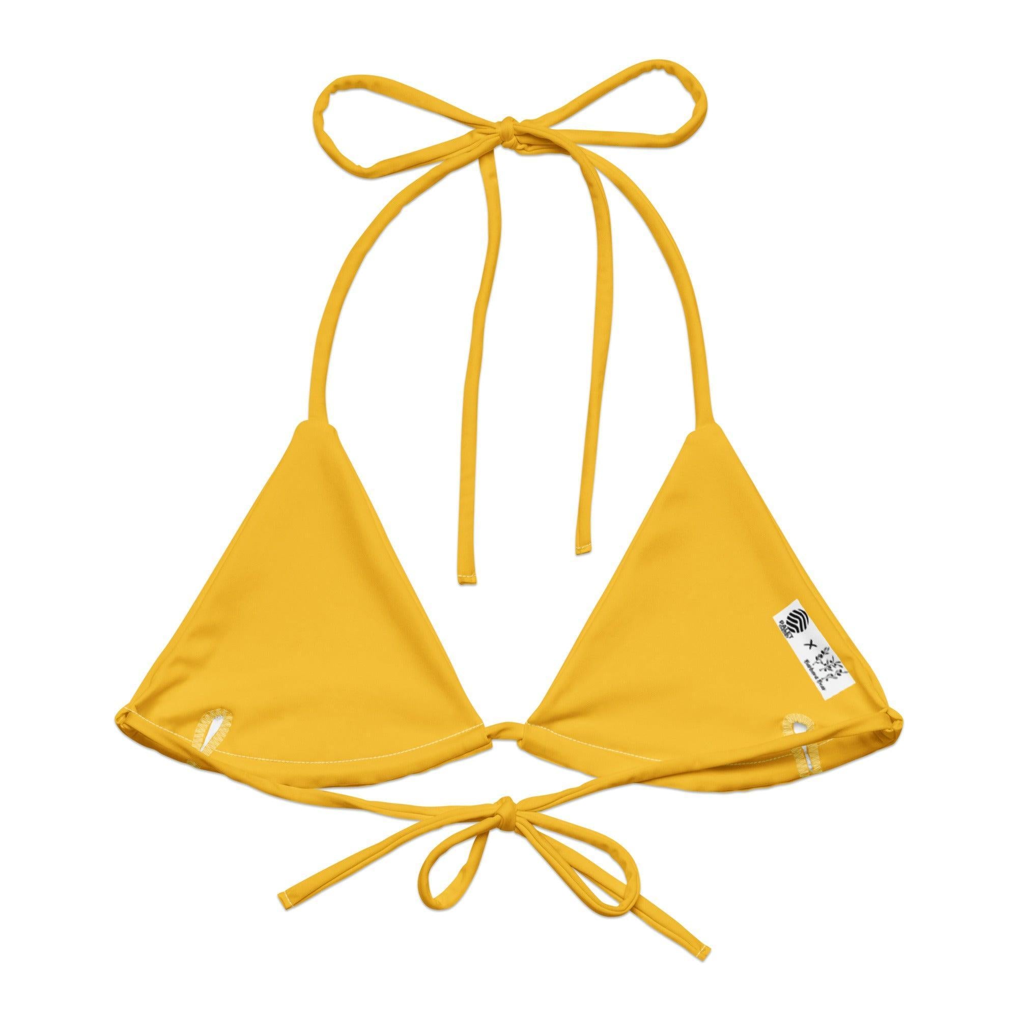 Wattle Tree Flower in Yellow Triangle Bikini Top-Barbara Bear-PaletTheory