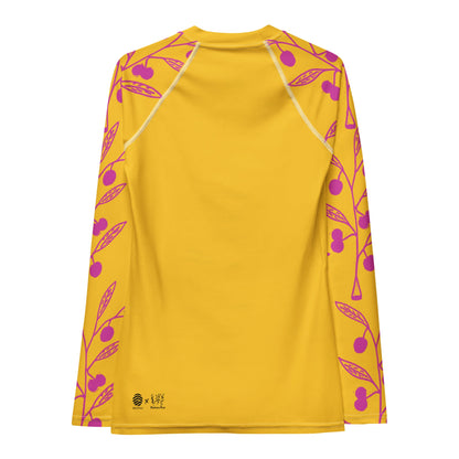 Wattle Tree Flower in Yellow Women's Long Rash Guard-Barbara Bear-PaletTheory