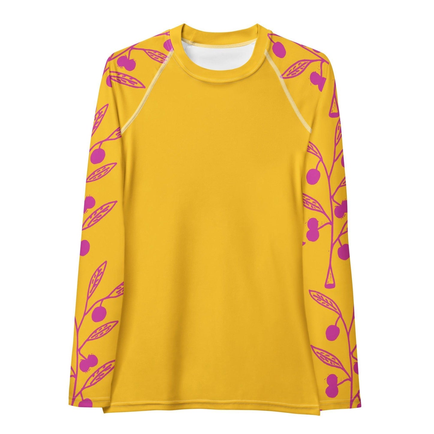 Wattle Tree Flower in Yellow Women's Long Rash Guard-Barbara Bear-PaletTheory