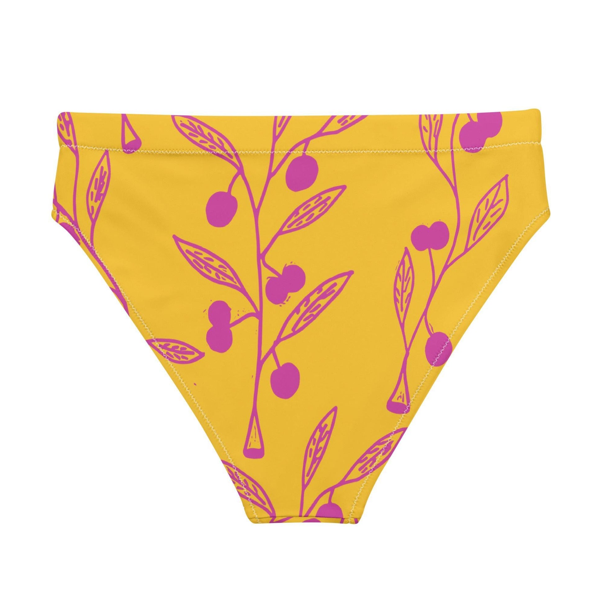 Wattle Tree Flower in Yellow high-waisted bikini bottom-Barbara Bear-PaletTheory