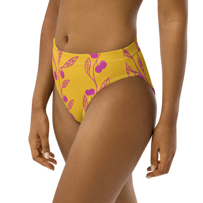 Wattle Tree Flower in Yellow high-waisted bikini bottom-Barbara Bear-PaletTheory