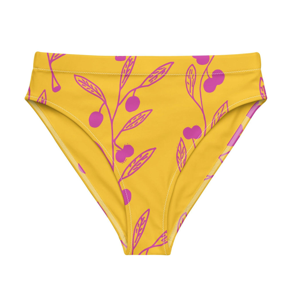 Wattle Tree Flower in Yellow high-waisted bikini bottom-Barbara Bear-PaletTheory