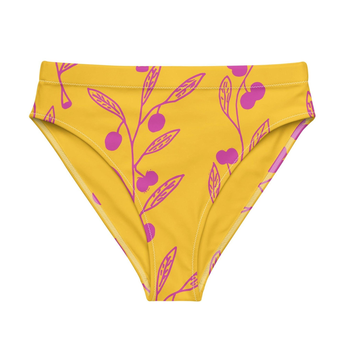 Wattle Tree Flower in Yellow high-waisted bikini bottom-Barbara Bear-PaletTheory