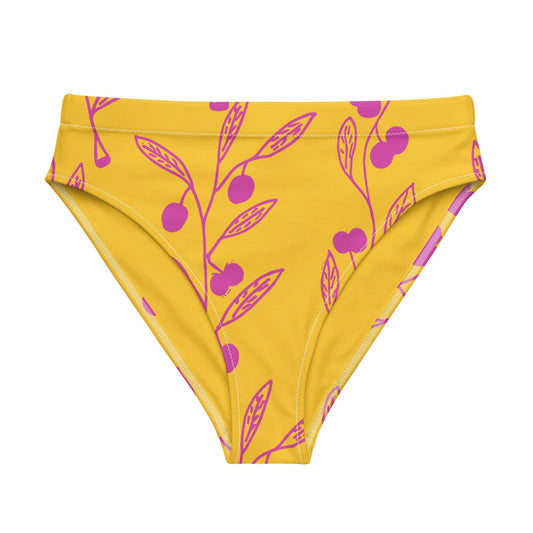 Wattle Tree Flower in Yellow high-waisted bikini bottom-Barbara Bear-PaletTheory