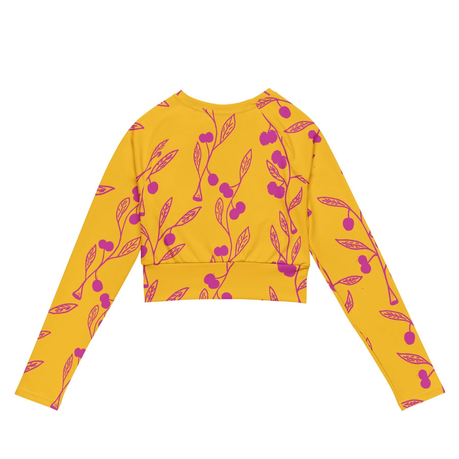 Wattle Tree Flower in Yellow long-sleeve crop top-Barbara Bear-PaletTheory