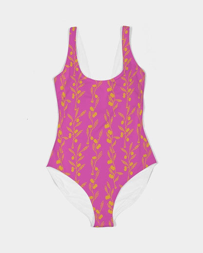 Wattles Tree flowers One-Piece Swimsuit with Shelf Bra-Barbara Bear-PaletTheory