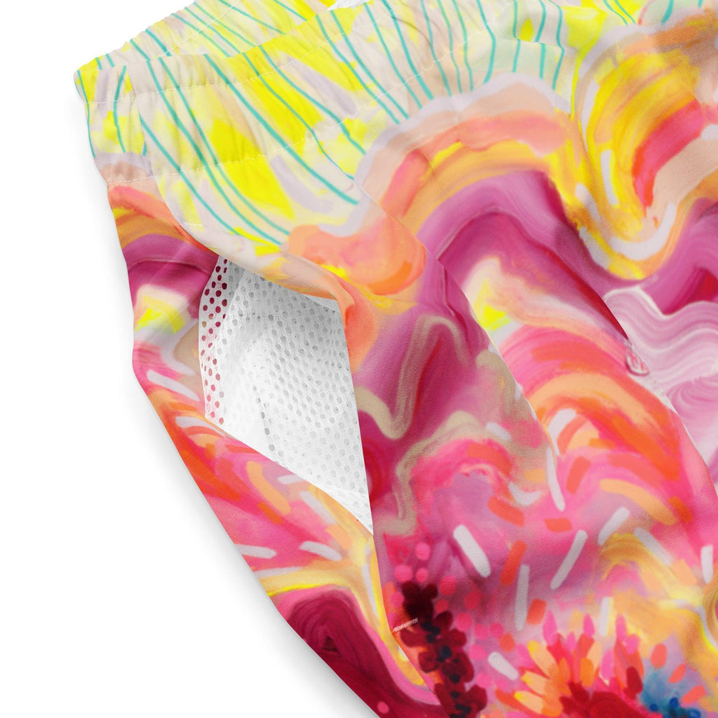 Wild Fire Men's swim trunks-Julie Amlin-PaletTheory