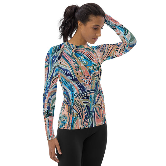 Beach Oasis - Long-sleeve Rashguard women-Carley Bourne-PaletTheory