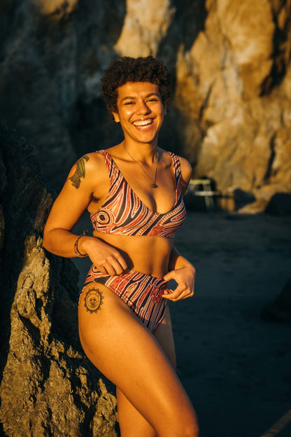 Red earth by Francine Kulitja Padded Sustainable Top - PaletTheory